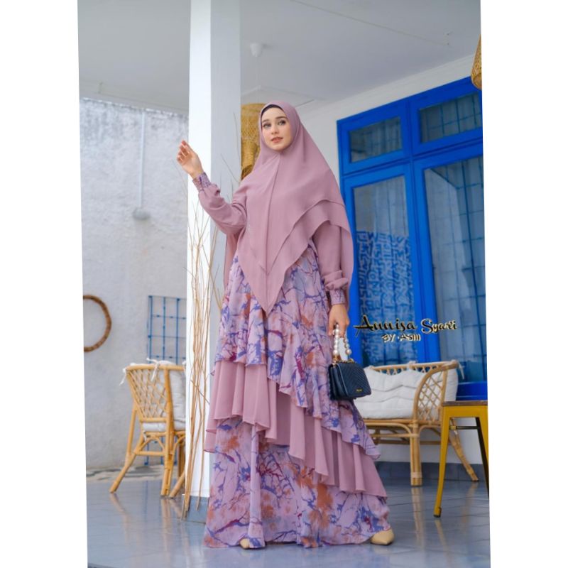 Set gamis Annisa Model layer depan ORI Annisa Syari by ASM
