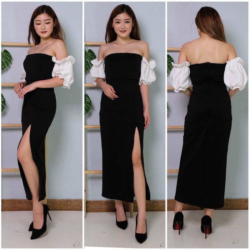 Sabrina Long Dress Slit Pesta korean Bodycone