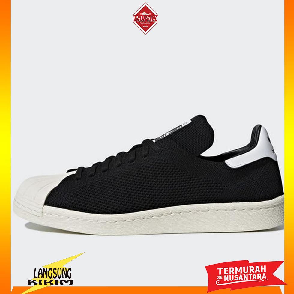 Sepatu Pria Keren Sepatu Sneakers Adidas Superstar 80s Primeknit Black Original CQ2232 Original