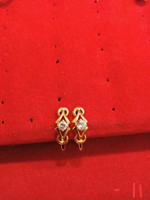 Anting jepit anak dan dewasa emas asli kadar 700 70% 22 1 satu g gr gram gold ubs permata batu