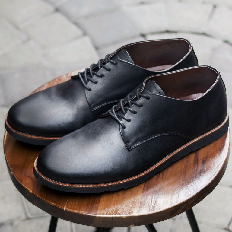 KUTA BLACK |FORIND x Kenzio| Sepatu Kulit Vintage Klasik Casual Pria Cowok Derby Original Footwear