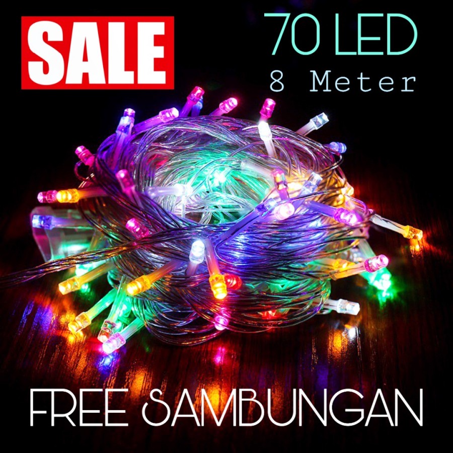 Lampu Natal Tumblr Beras Rice 8 Meter 70 LED Rainbow/White/WarmWhite