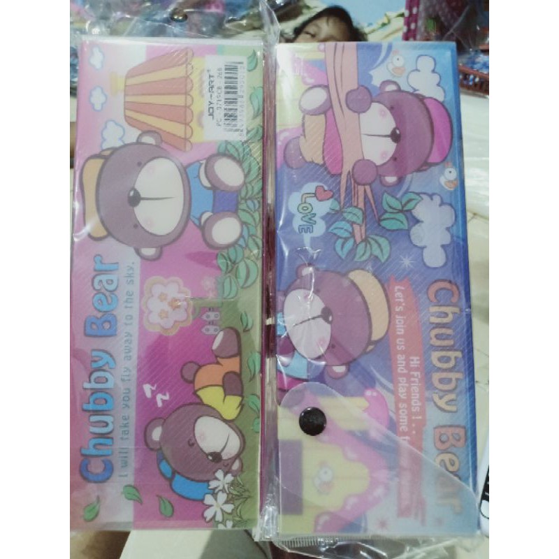(60gr) 1pcs tempat pensil lepak mika slorok-Chubby bear