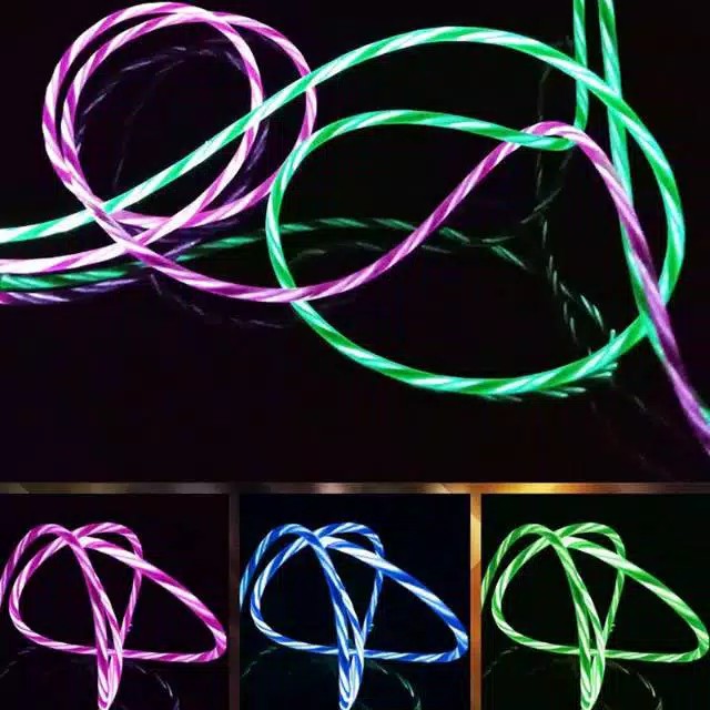 Kabel Charger - Kabel Data LED For Micro USB TIPE C IPHONE Fast Charging