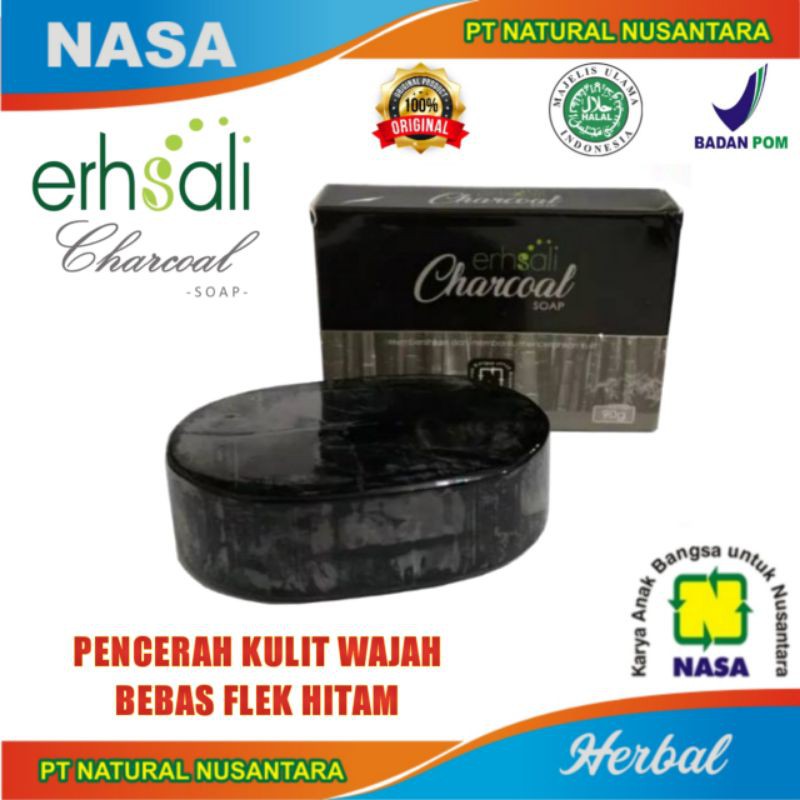 Erhsali Charcoal Soap / Pembersih Wajah / Penghilang Flek Hitam / Erhsali Charcoal / Sabun Wajah