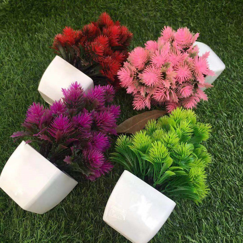 Pinus Rumput Bunga Plastik Pot Tanaman Simulasi Tanaman Hijau Kecil Pot-1