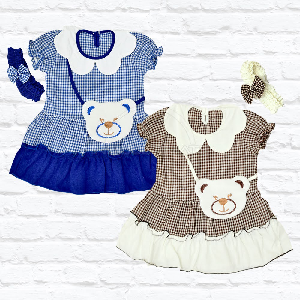 Dress Anak Bayi Dress + Bando Baju Bayi Perempuan Baju Terusan Anak Perempuan TRS-116