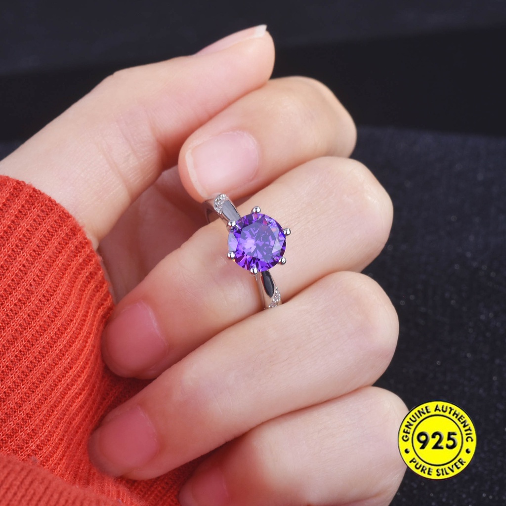 Cincin Amethyst Moissanite Model Terbuka