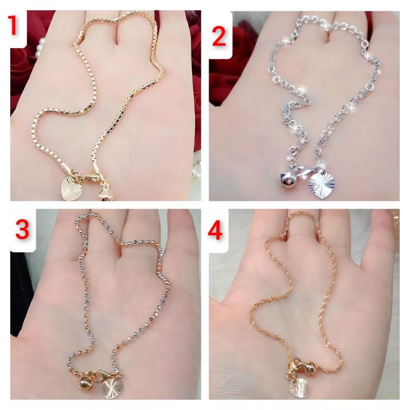 Gelang Kaki Titanium Wanita Anti Karat, Anti Alergi, Tahan Lama, Di Jamin REALPICT 100% Dan  High Quality, Pilih 1 sari 4 Variasi