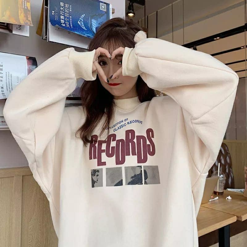 Sweater Oblong Remaja Record Sweater Wanita Sweater Cewek Baju Atasan Wanita Baju atasan Cewek Baju Wanita Kaos Cewek Kaos Wanita Kaos Remaja Sweater remaja sweater perempuan