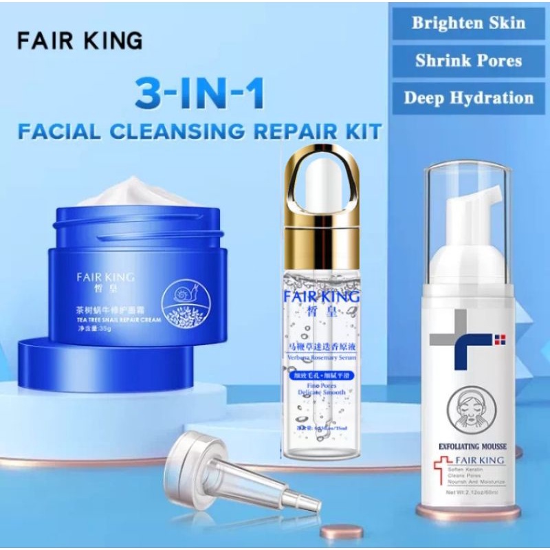 FAIR KING Green tea facial care set perawatan wajah glowing 3in1