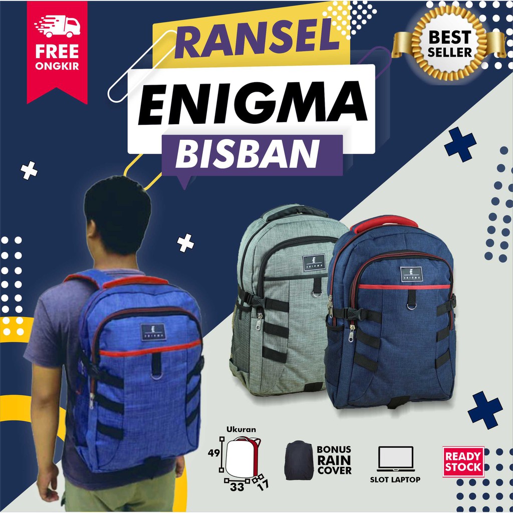 HARGA OBRAL! Tas Ransel Laptop Distro ENIGMA Backpack Sekolah SMP SMA Kuliah Kerja Ukuran Besar