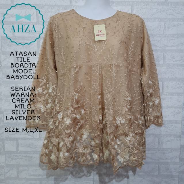 AHZA ATASAN KEBAYA MODEL BABYDOLL TILE BORDIR