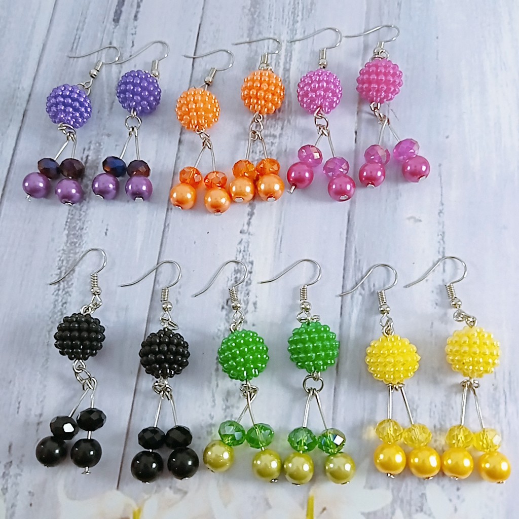 Giwang Cantik / Anting Korea murah /Anting Tusuk Gantung Desain Hias Kristal  Handmade Untuk Wanita