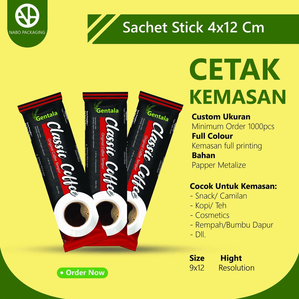 

Cetak Kemasan Satuan Ukuran 4x12cm / 15gr Custom Kemasan Sachet Stick Masker Organik Kemasan