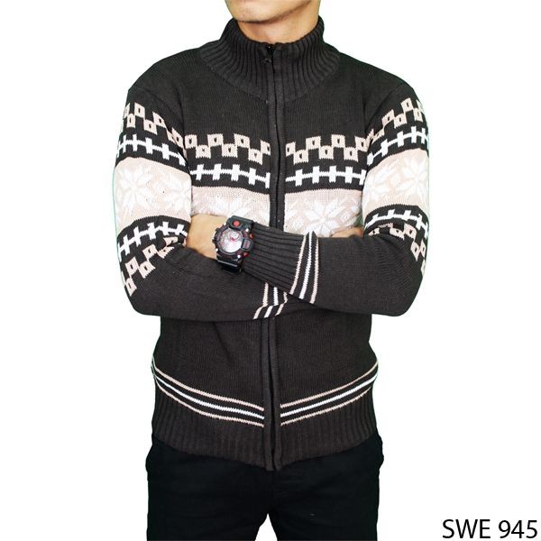 Sweater Kardigan Pria Rajut Hitam – SWE 945