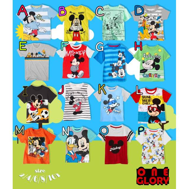  Kaos  anak  one glory size 2 10 edisi mickey mouse kaos  