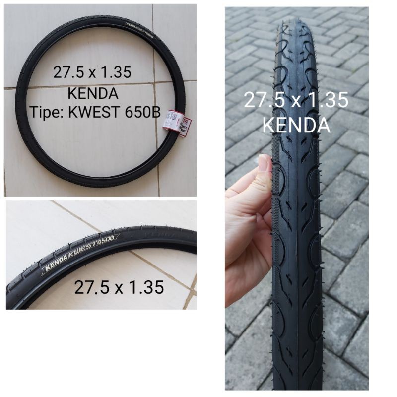 BAN LUAR 27.5 X 1.35 BAN LUAR SEPEDA MTB Gunung Mini merk KENDA KWEST 650B WARNA HITAM