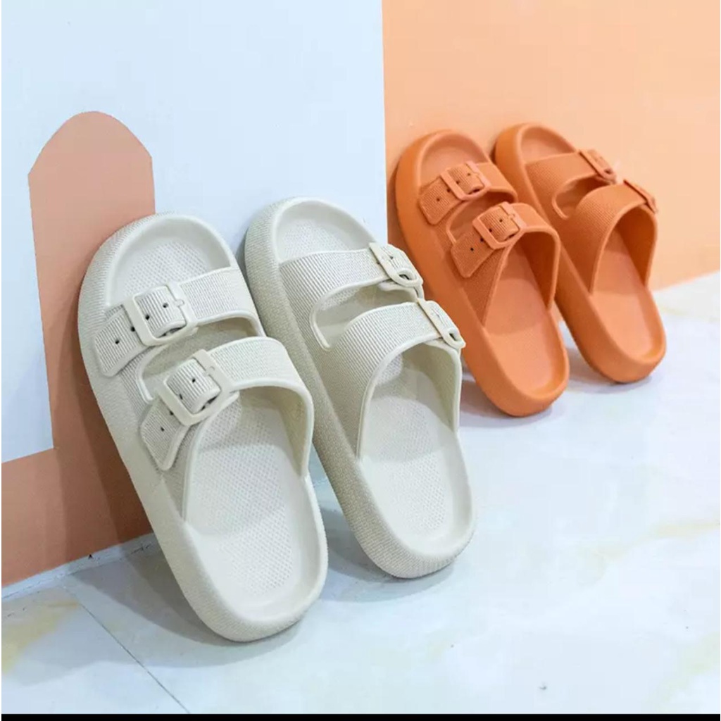 Sandal Hotel / Kamar Mandi Ban 2 Gesper Anti Slip Bahan EVA Empuk Tebal Import