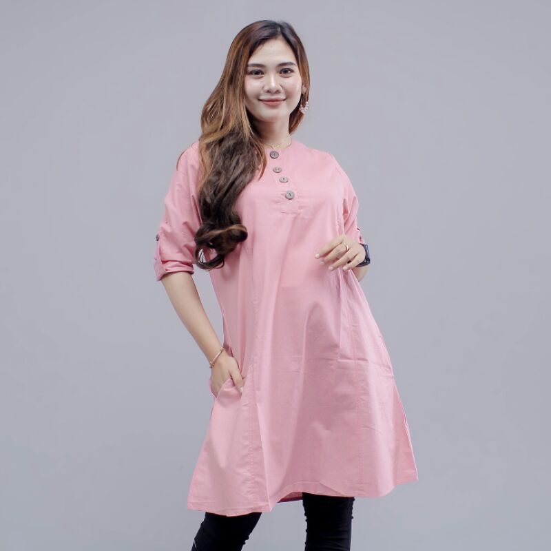 Tunik polos tunik cintya tunik katun tunik kantor pakaian wanita masakini pakaian muslim wanita