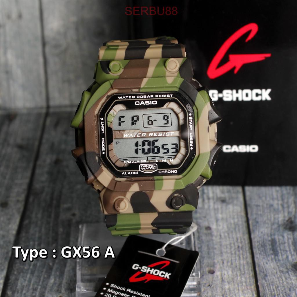 

PRODUK UNGGULAN TERLARIS !!! G-Shock Casio GX56 Army Loreng , jam tangan pria dual time digital