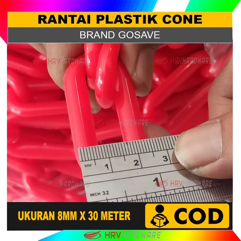 RANTAI CONE KERUCUT LALU LINTAS PLASTIK SAFETY TRAFFIC CONE 8MM X 30M