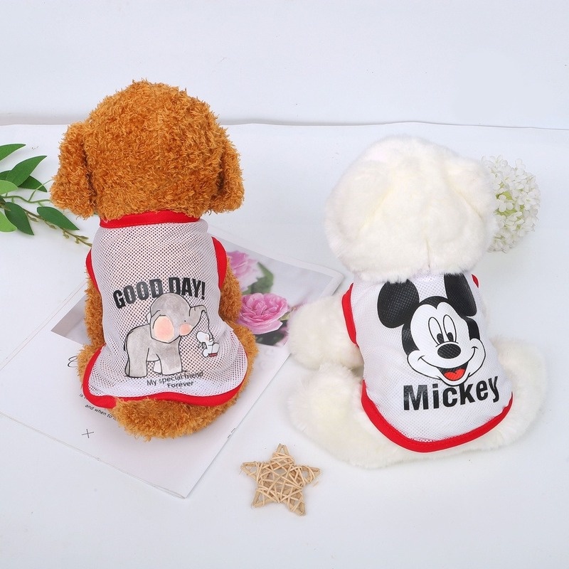 Rompi Anjing Motif Kartun Mickey Mouse Beruang Bahan Mesh Breathable Untuk Musim Panas
