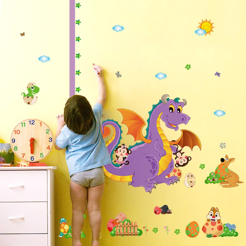 RELIZA WALL STICKER PENGUKUR TINGGI BADAN NAGA UNGU ANAK STIKER DINDING GROW UP SK9101