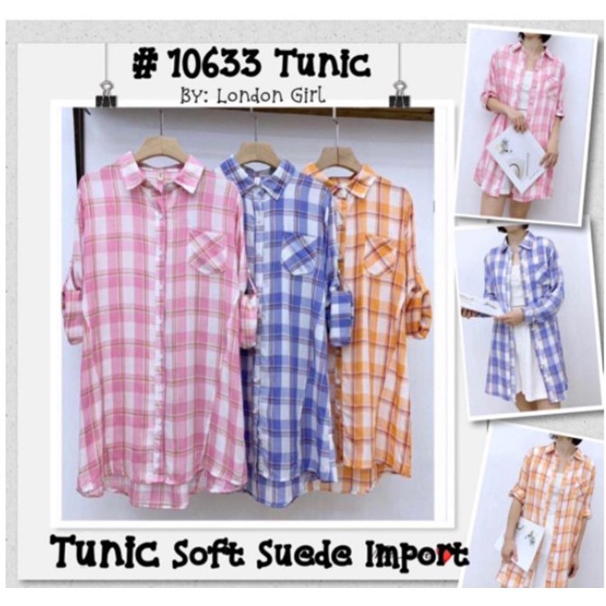 Kemeja Kotak² Tunic Soft Suede Import