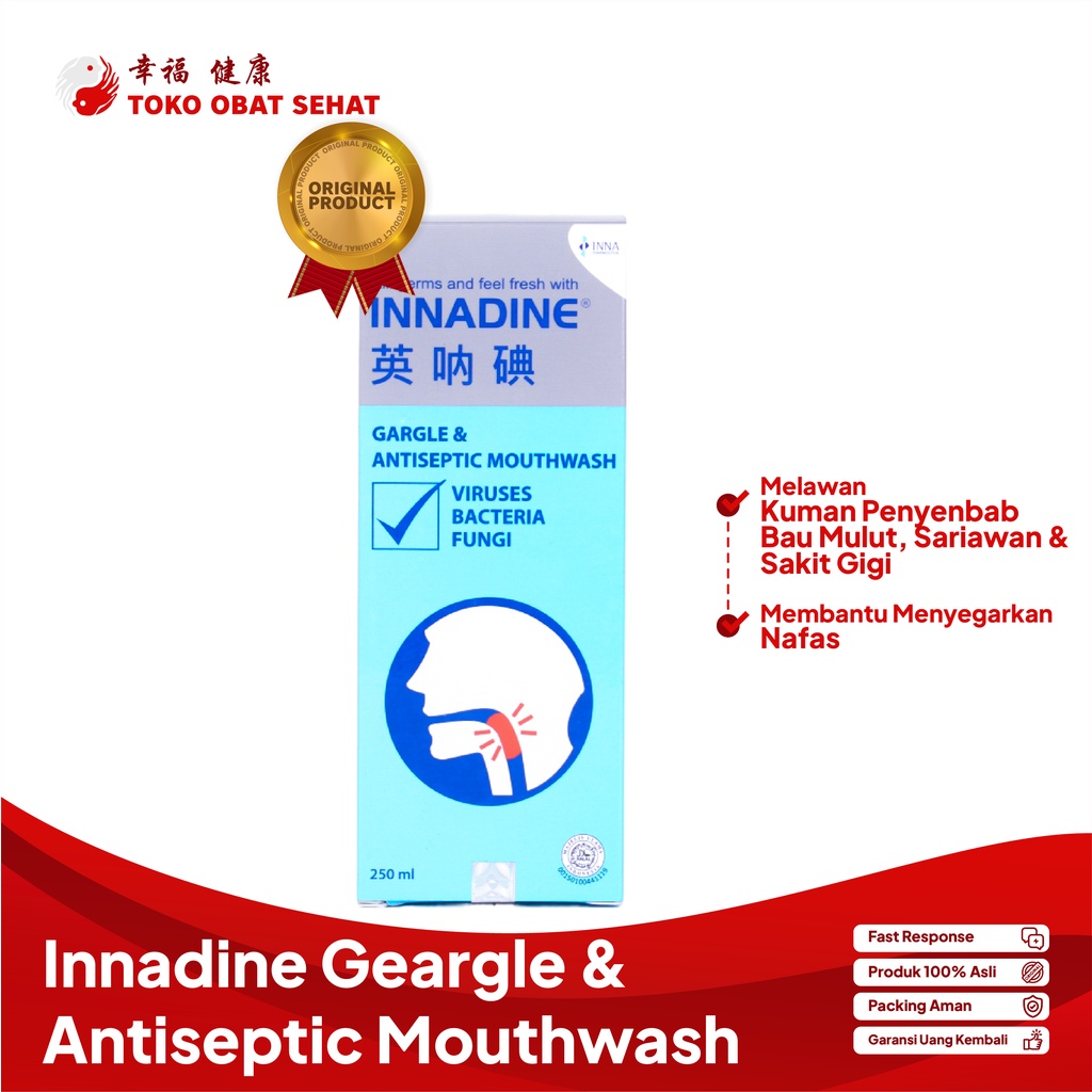 INNADINE GARGLE &amp; ANTISEPTIC MOUTHWASH - OBAT KUMUR PENGHILANG BAU MULUT