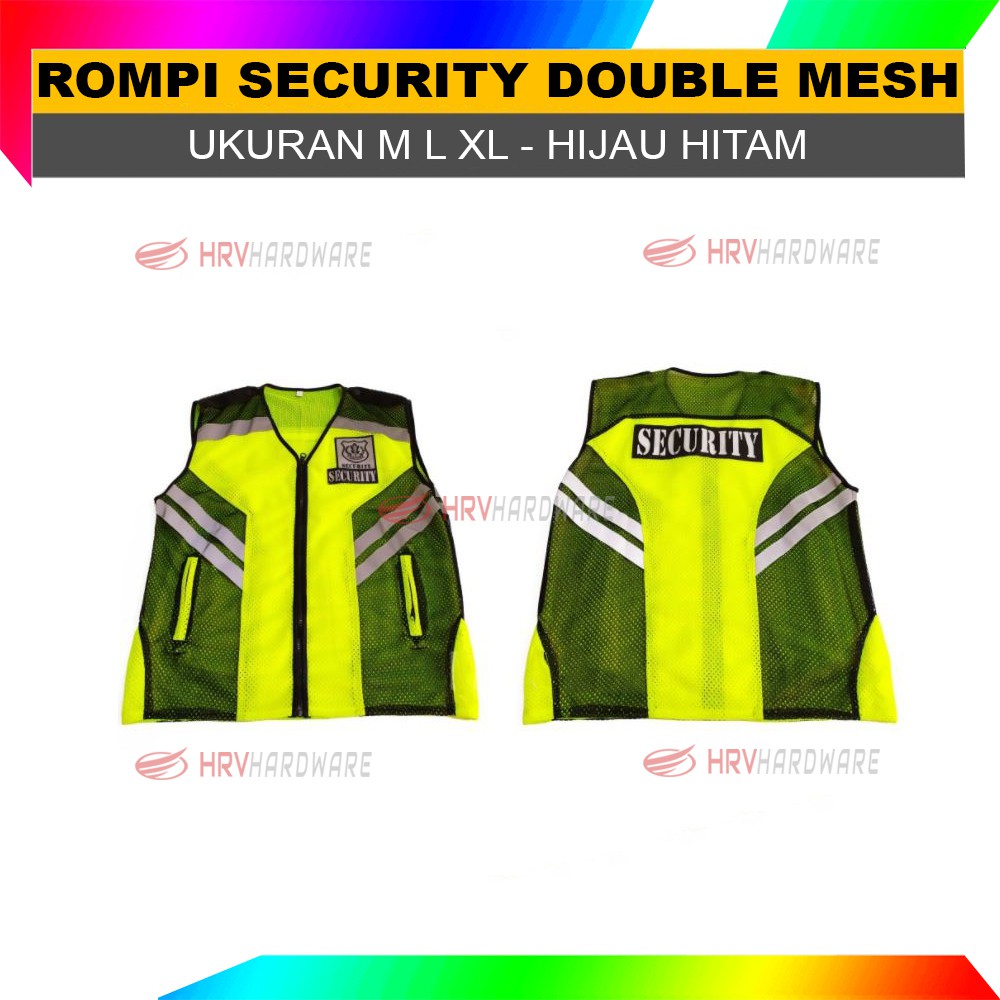 ROMPI SECURITY EMBLEM SATPAM VEST SECURITY SCOTLIGHT HIJAU HITAM DAN FULL HIJAU