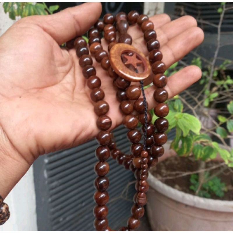 Tasbih kaokah asli 10mm tasbih kaoka bulan bintang tasbih kaokah asli 100% tasbih biji kaoka