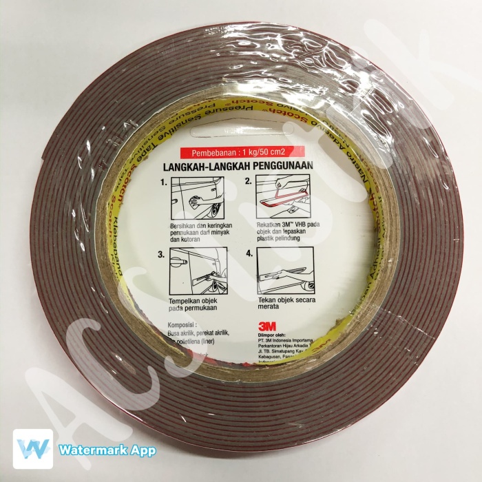

PEREKAT-PENGIKAT- 3M VHB DOUBLE TAPE 24MM X 4.5MTR -PENGIKAT-PEREKAT.