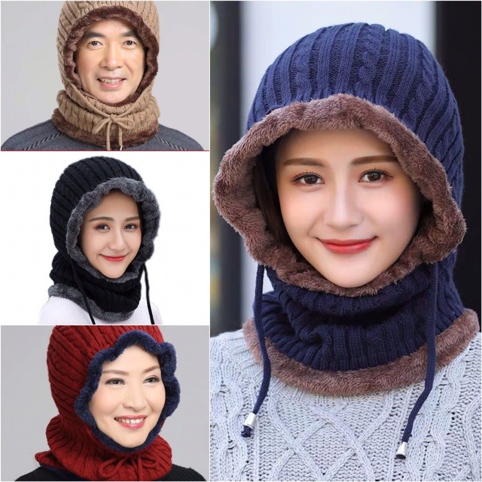 Topi syal masker musim dinginWinter hijab hat scarf