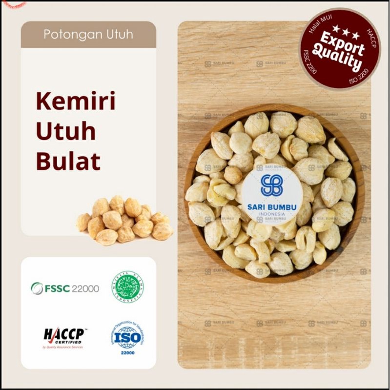 

Kemiri utuh Bulat / Candlenut Whole kemasan 100 gr