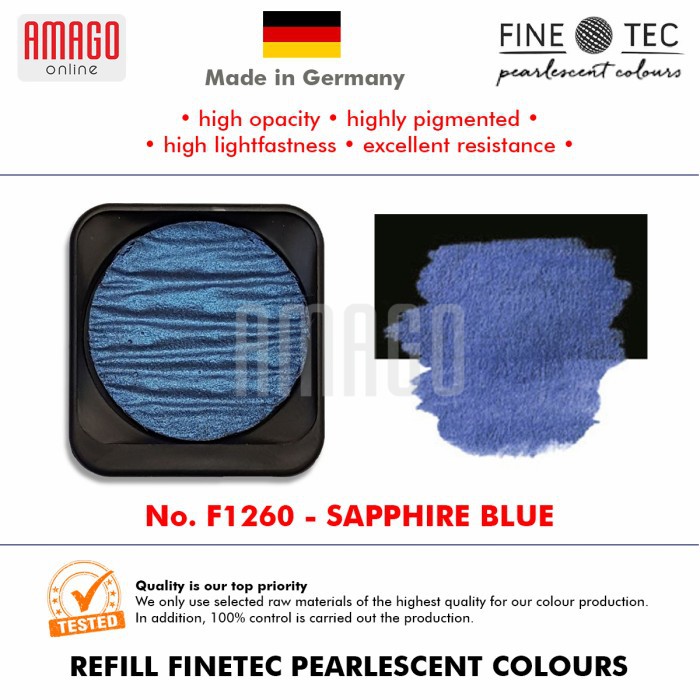 FINETEC - Pearlescent Watercolour - F1260 Sapphire Blue - Round 30mm