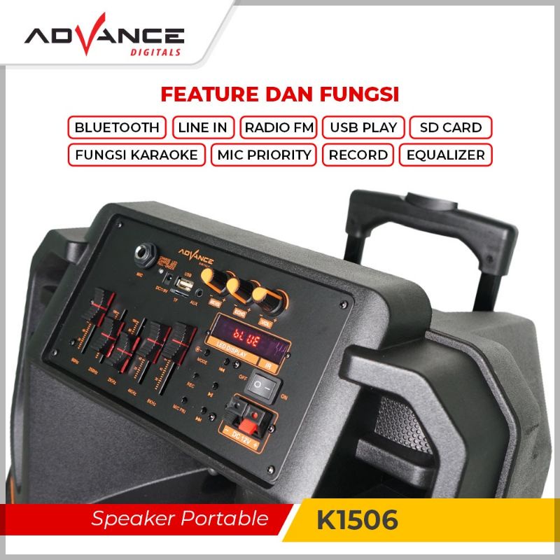 ADVANCE K 1506 K1506 ADVANCE Speaker Portable BLUETOOTH - FREE MIC WERLES 2BH