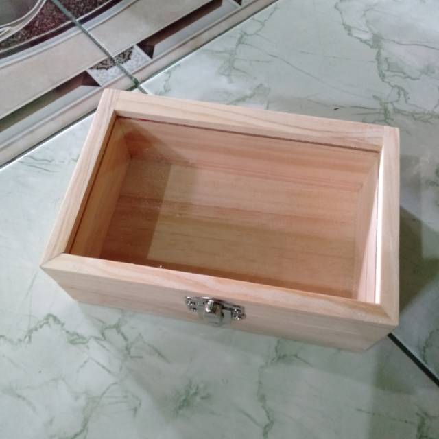 Kotak kayu akrilik 18 x 10 x 5 cm box uang murah unik