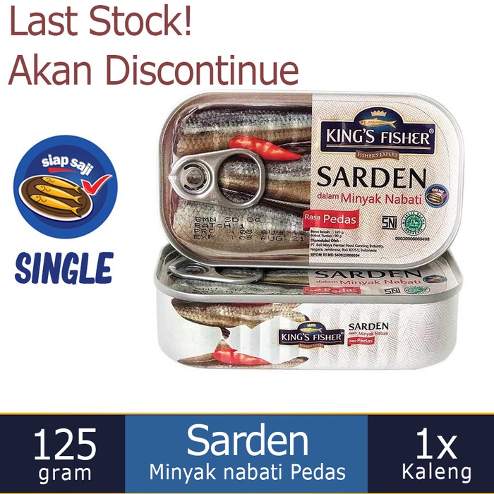 Gg0Hh King'S Fisher Sarden Mini Minyak Nabati Rasa Pedas Makanan Kaleng 125G Ds0kk