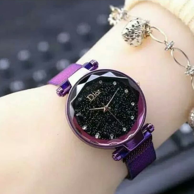 JAM TANGAN WANITA / JAM TANGAN MAGNET / JAM TANGAN RANTAI MAGNET / JAM TANGAN WANITA ANALOG-UNGU