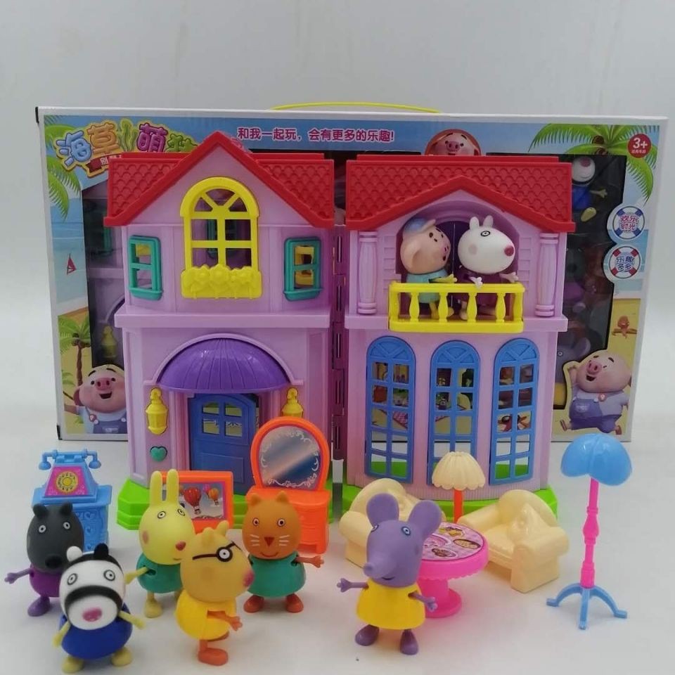 playing with peppa pig toys