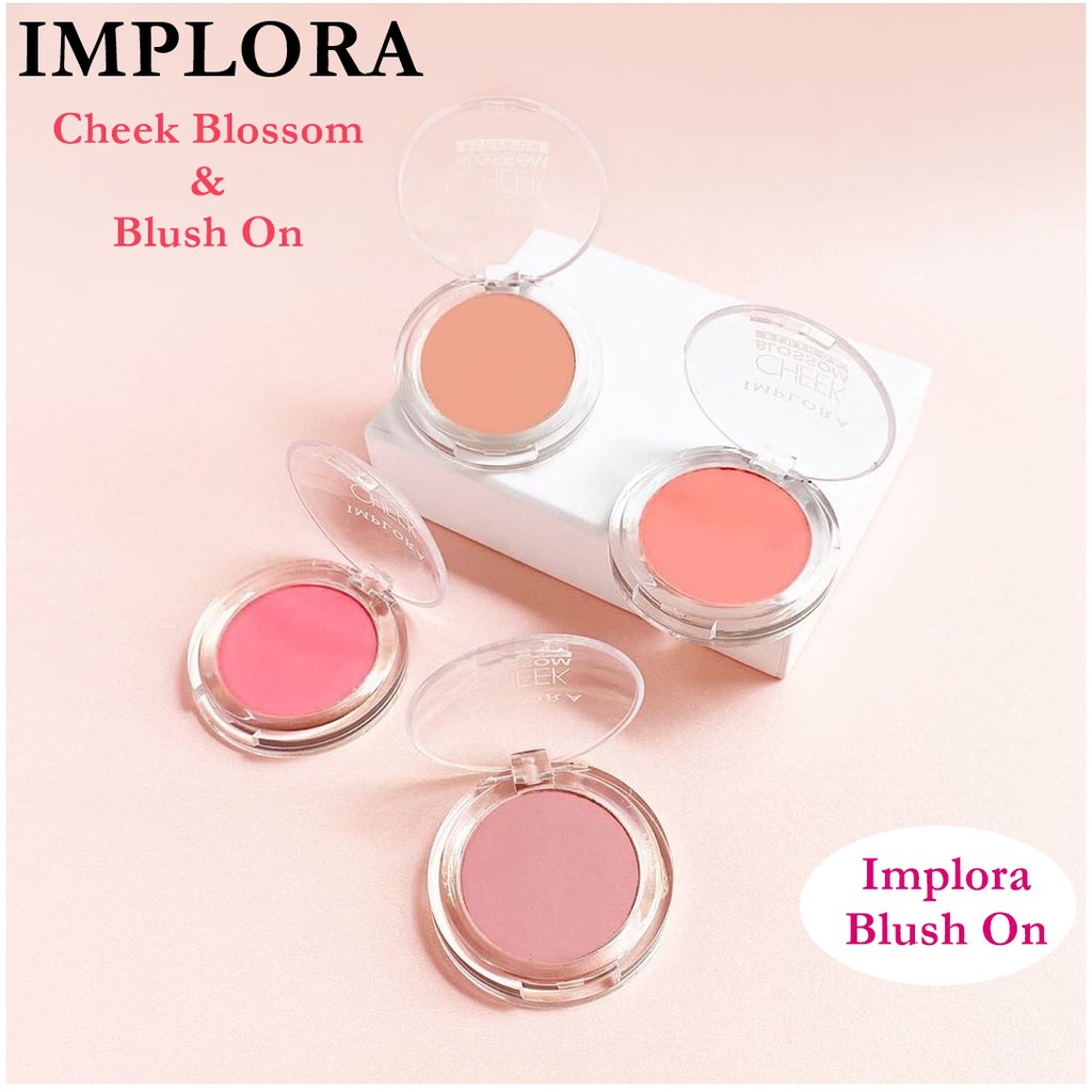 `ღ´ PHINKL `ღ´ ɪ ᴍ ᴘ ʟ ᴏ ʀ ᴀ Implora beauty blush on perona pipi warna cerah tahan lama padat kosmetik original