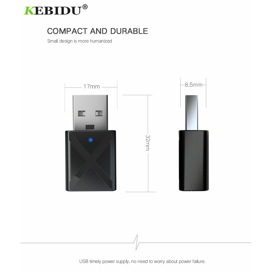 USB Dongle  2 in 1 HiFi Audio Bluetooth Transmitter &amp; Receiver - KN320 - Black