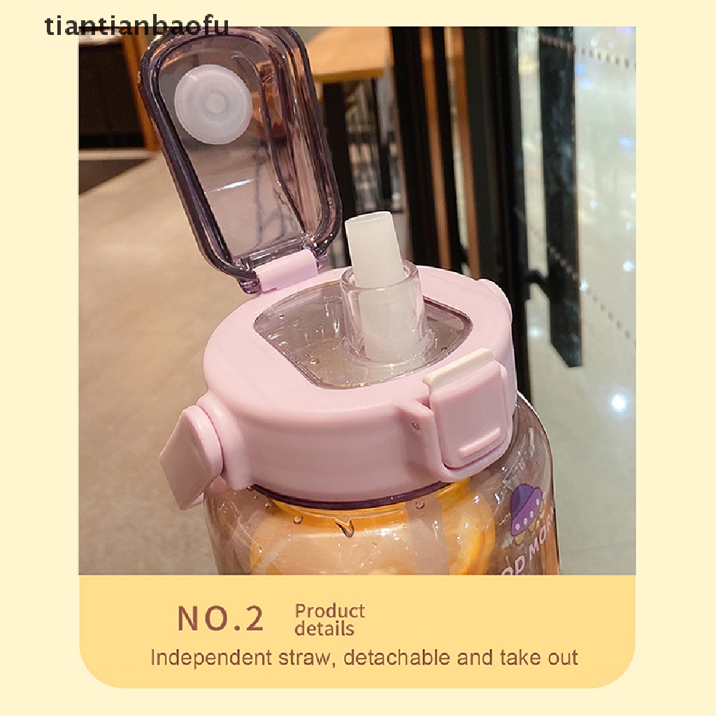 (Tianbaofu) Botol Air Minum 2L Portable Dengan Sedotan Untuk Olahraga / Fitness / Sepeda