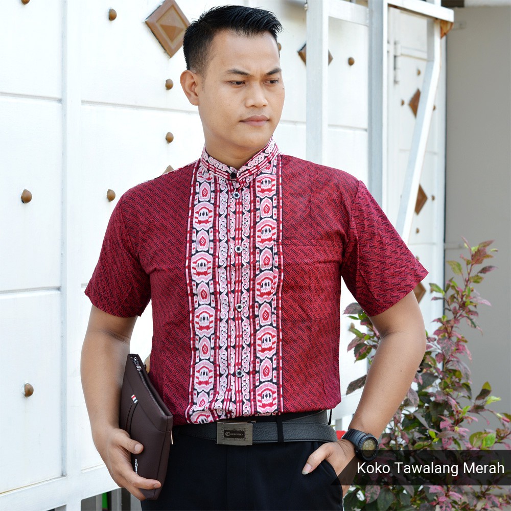 GROSIR TROLIS grosir grup promo39batik batik pria lengan pendek kemeja atasan pria cowok BPPD trolistore-29K kerah koko