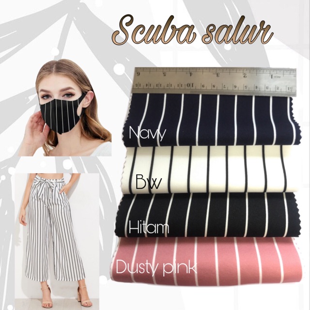 2 METER Kain bahan scuba motif salur premium masker