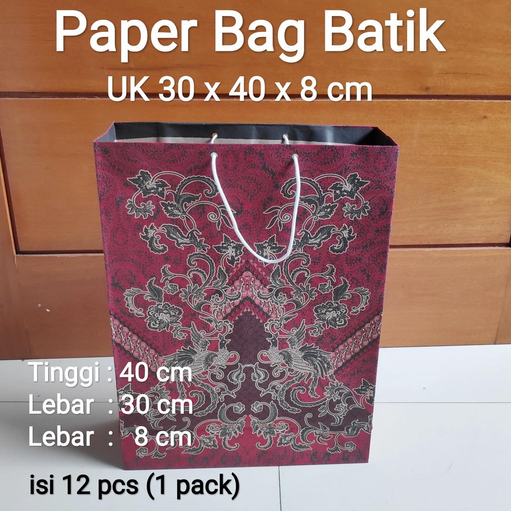 

paperbag batik 30x40x11 cm (1 lusin) , paperbag batik paper bag, tas kertas, goodie bag