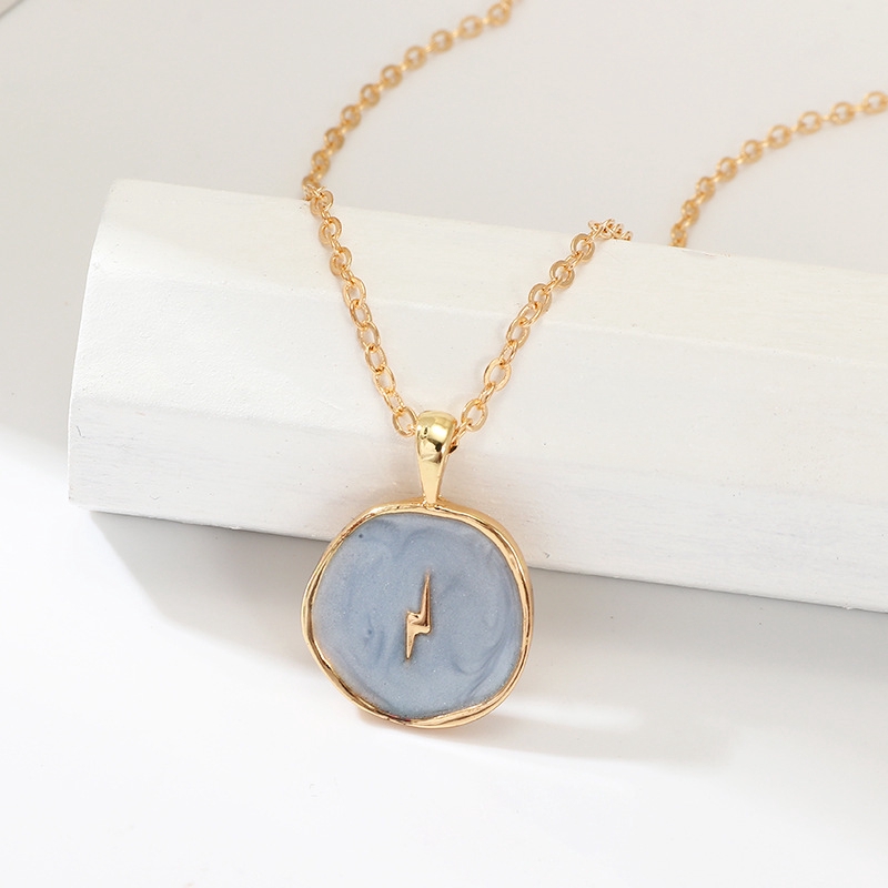 Korea IG Fashion Drop Oil Star Moon Necklace Double Pendant