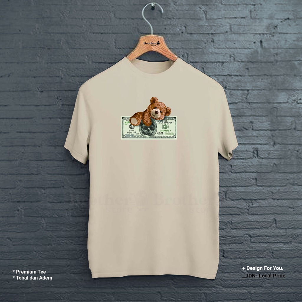 BROTHERSTORE - Kaos Distro Pria - KAOS COWOK CEWEK - Kaos Kata Kata - Bear Sleep Money Premium