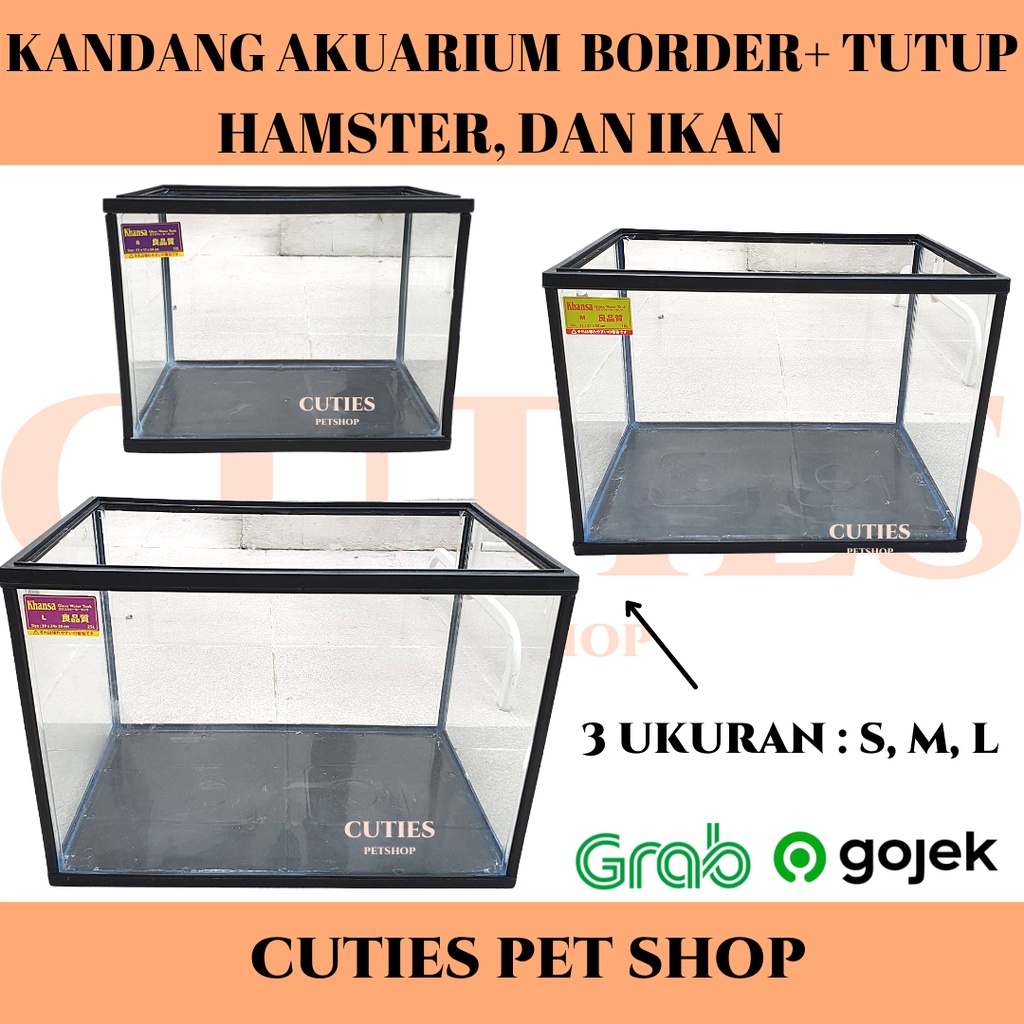 KANDANG AKUARIUM BORDER + TUTUP AKRILIK HAMSTER / IKAN REPTILE